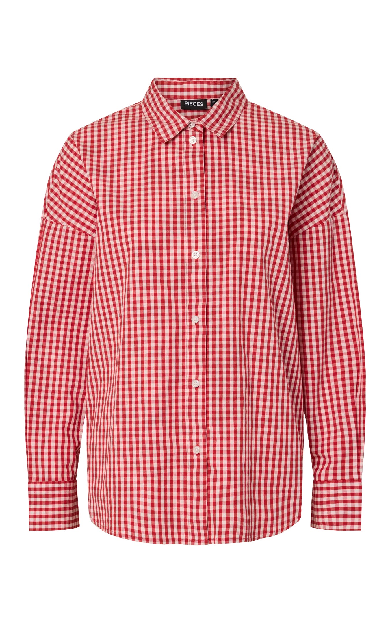 Rippa Long Sleeve Oversize Shirt in Cradle Pink with Adrenaline Rush Red