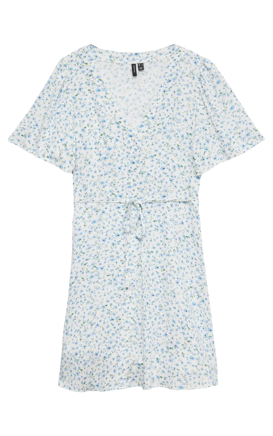 Alba Short Sleeve Short Dress in Snow White with Brooke Floral