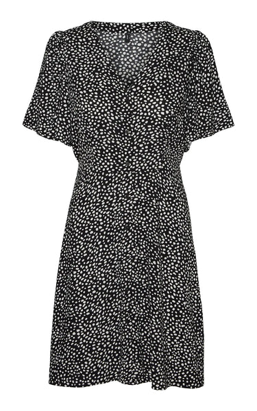 Alba Short Sleeve Short Dress in Black with Joey Dot