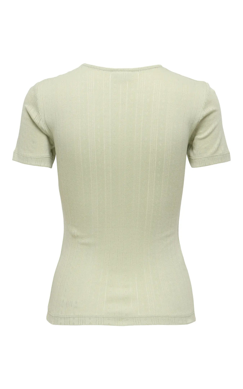 Salsa Mia Short Sleeve Pointelle Tee in Sea Foam