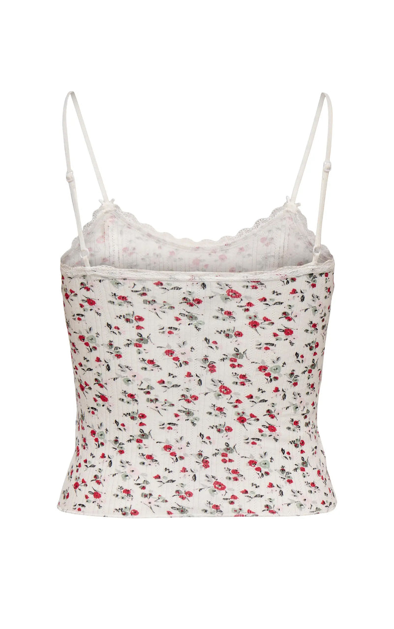 Vips Lace Tank in Cloud with Barbados Cherry Ditsy Floral
