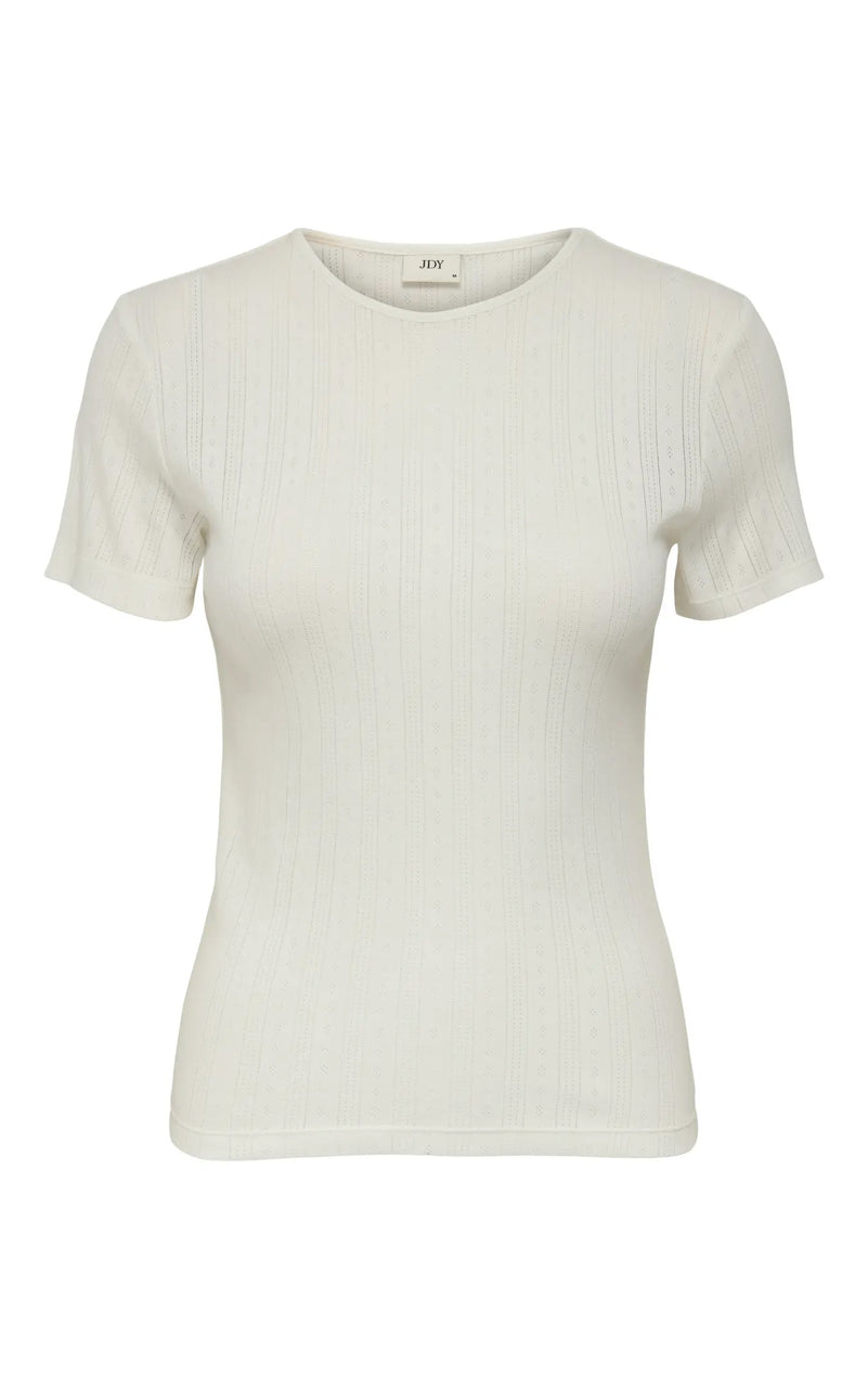 Salsa Mia Short Sleeve Pointelle Tee in Cloud Dancer
