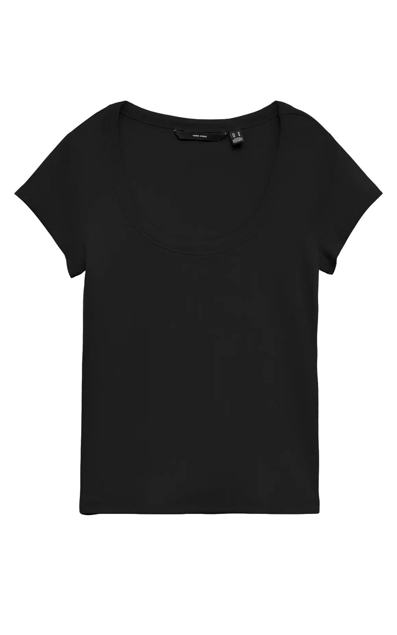 Chloe U-Neck Tee in Black