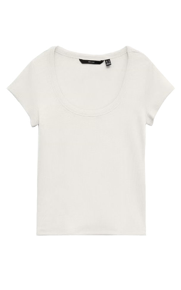 Chloe U-Neck Tee in Snow White