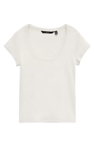 Chloe U-Neck Tee in Snow White