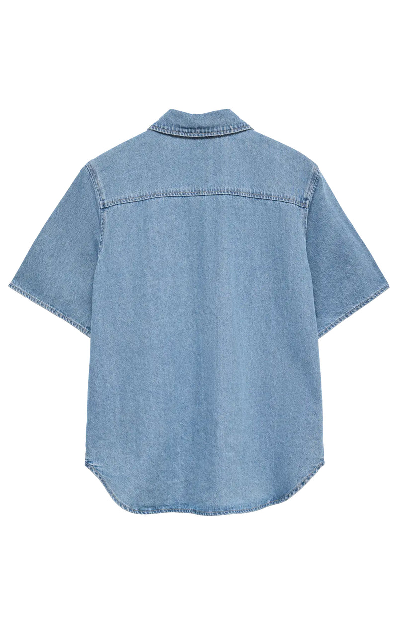 Sigga Short Sleeve Shirt in Light Blue Denim