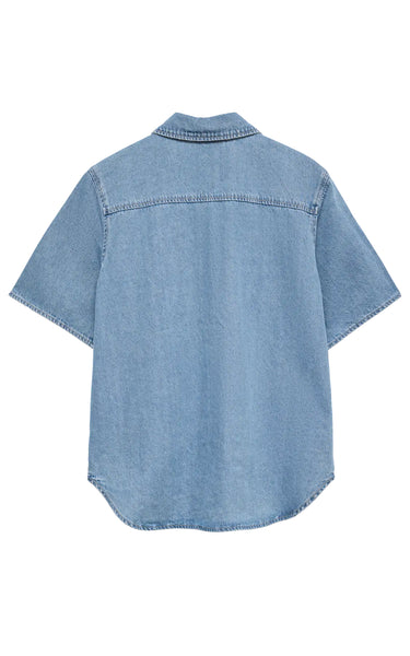 Sigga Short Sleeve Shirt in Light Blue Denim