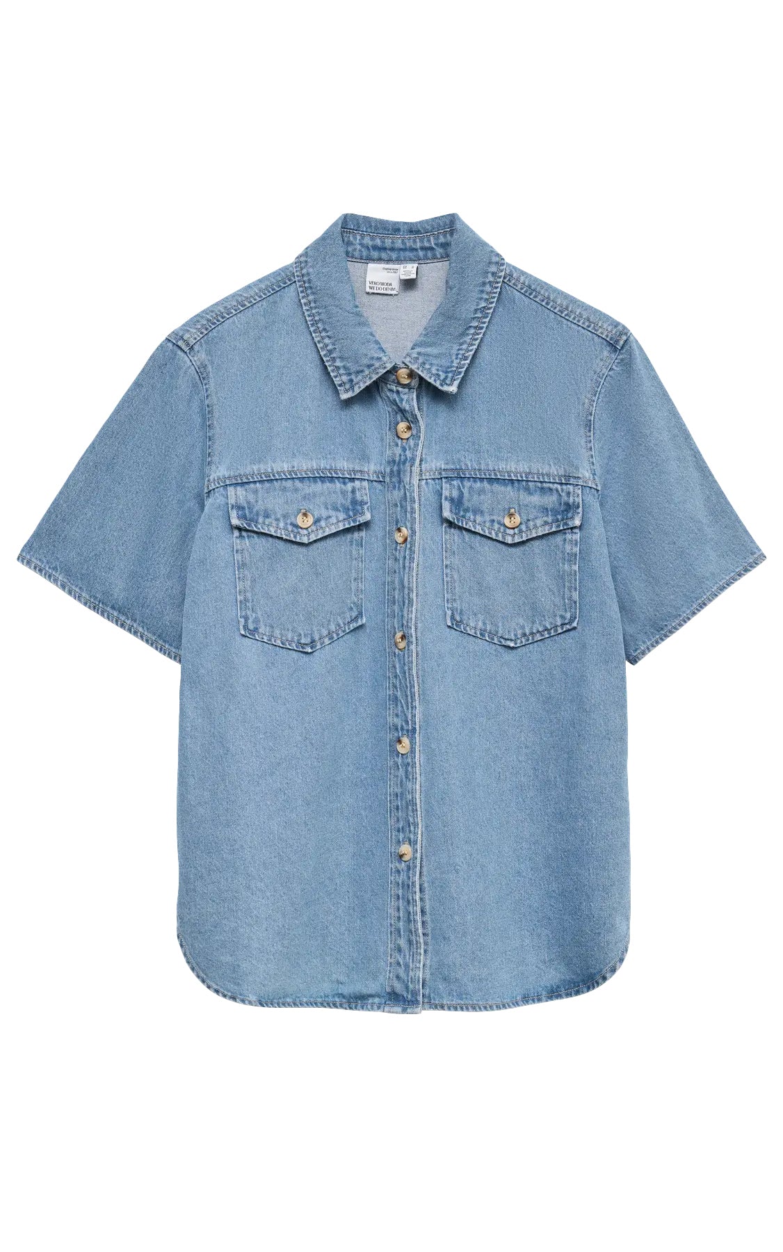 Sigga Short Sleeve Shirt in Light Blue Denim