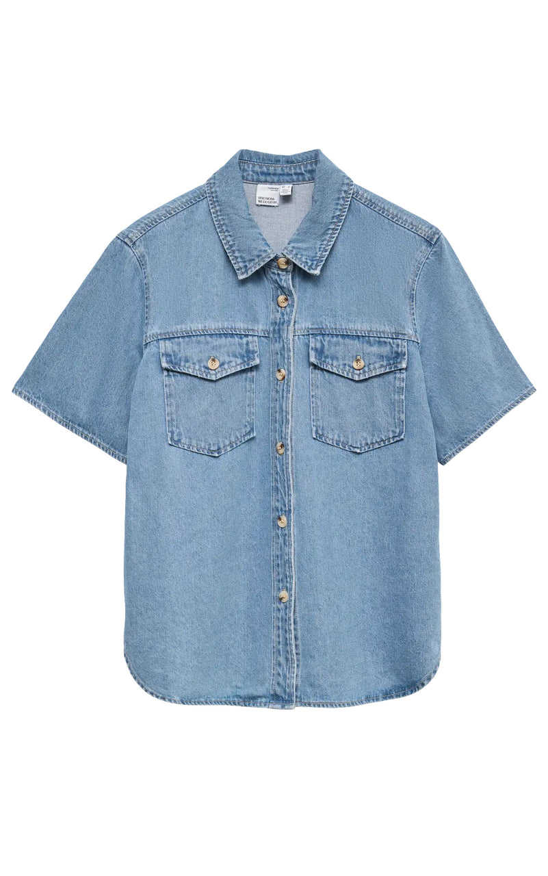 Sigga Short Sleeve Shirt in Light Blue Denim