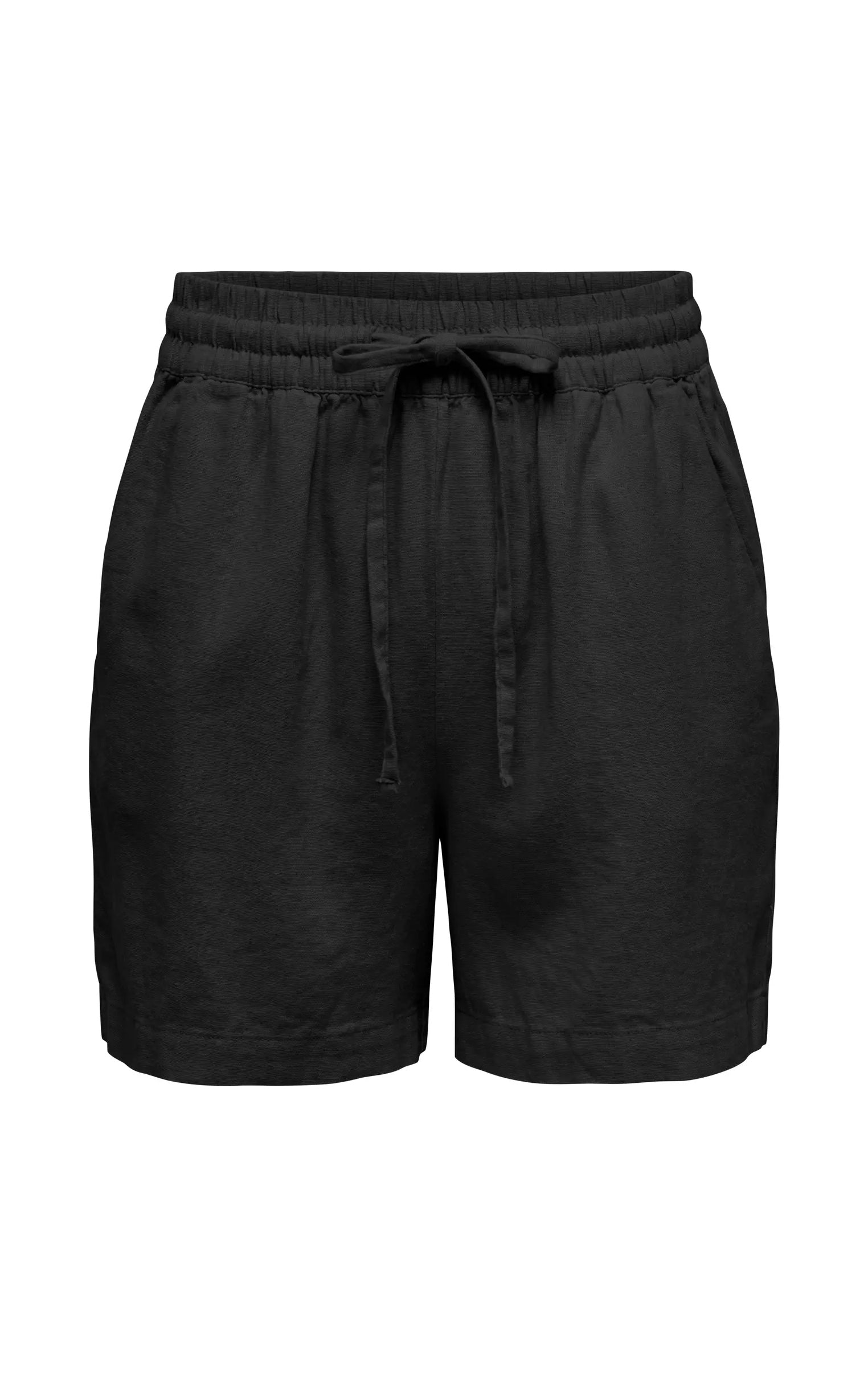 Say High Waist Linen Shorts in Black