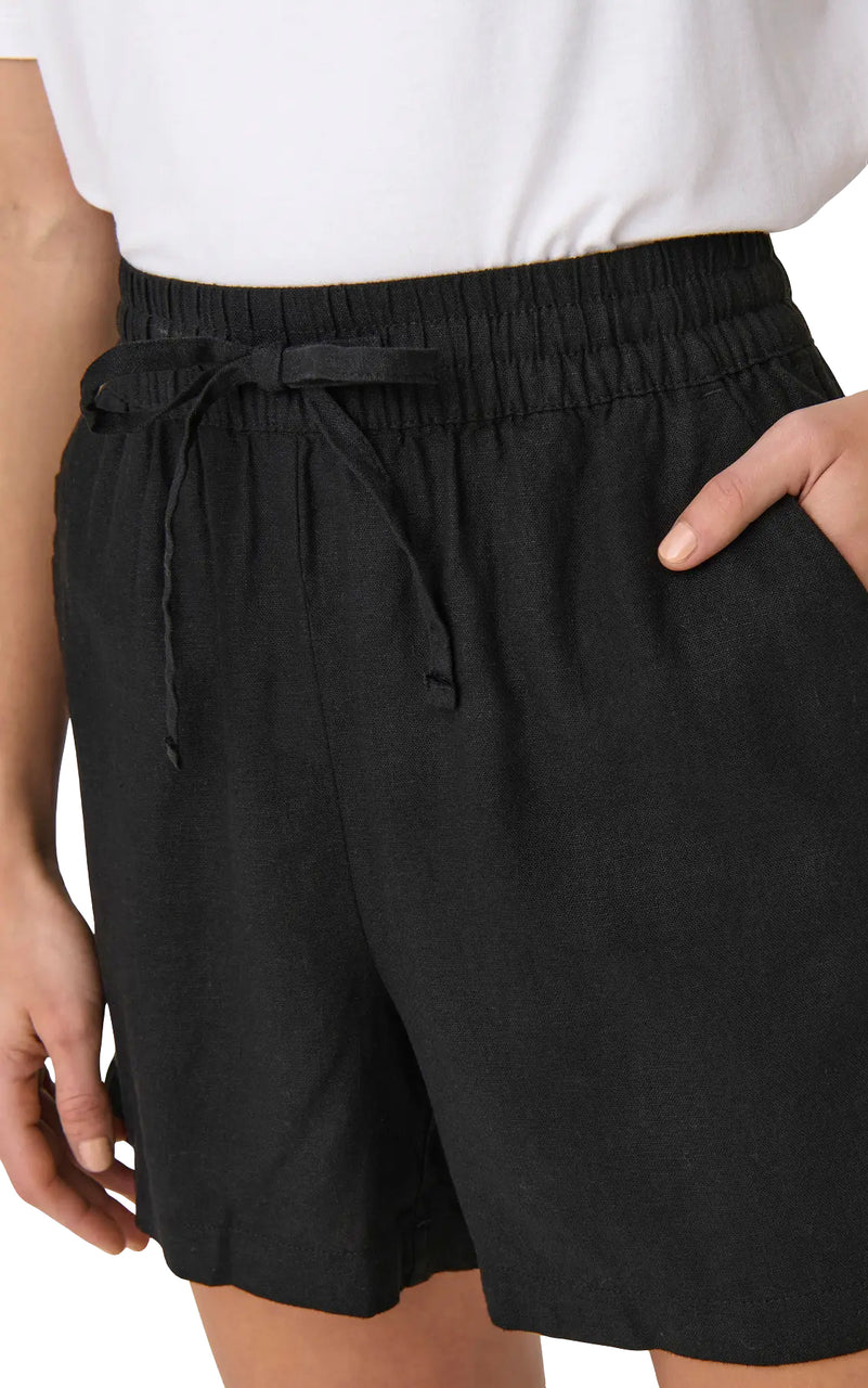Say High Waist Linen Shorts in Black