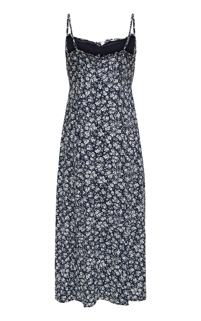 Nelly Alexa Midi Dress in Little Flower All Over Print/Night Sky