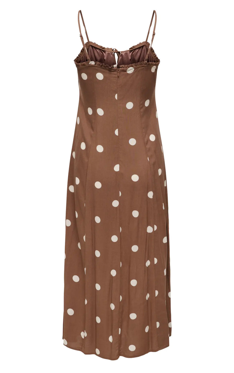 Nelly Alexa Midi Dress in Pretty Dots AOP/Cocoa Brown