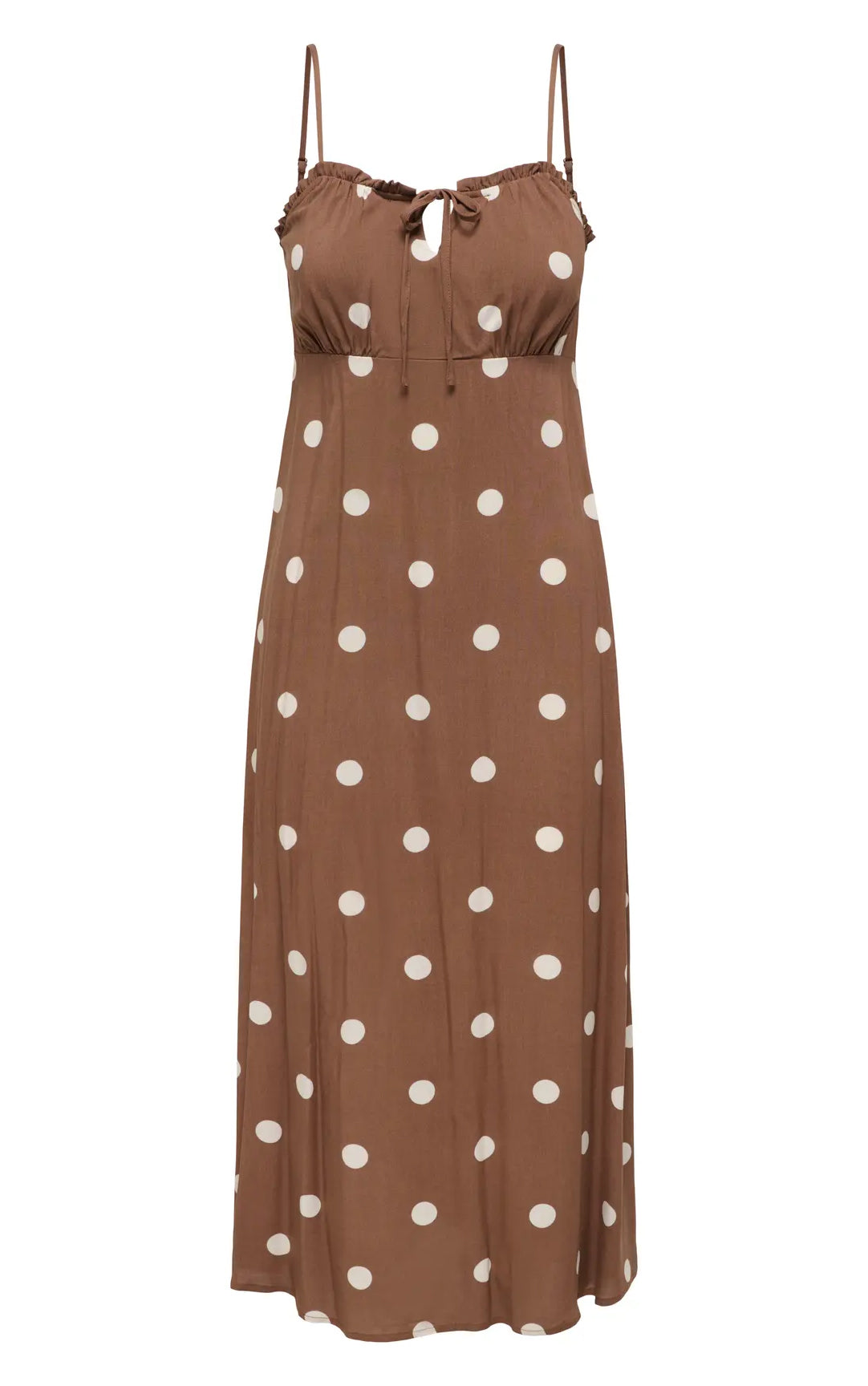 Nelly Alexa Midi Dress in Pretty Dots AOP/Cocoa Brown
