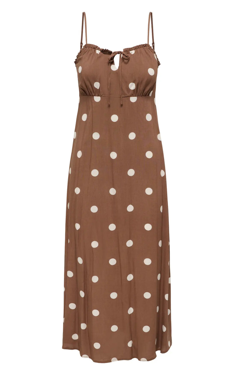 Nelly Alexa Midi Dress in Pretty Dots AOP/Cocoa Brown