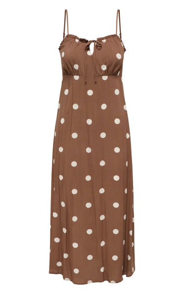 Nelly Alexa Midi Dress in Pretty Dots AOP/Cocoa Brown