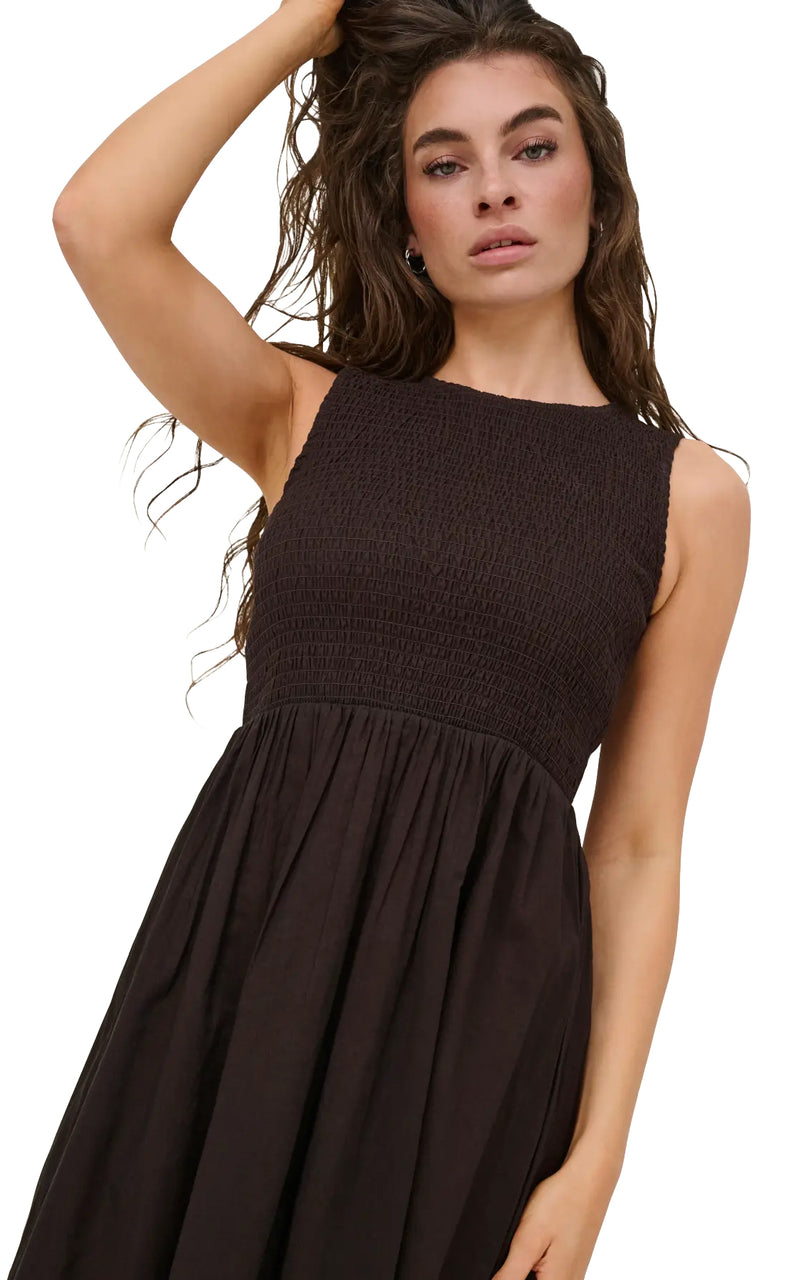 Diego Midi Dress in Chocolate Torte