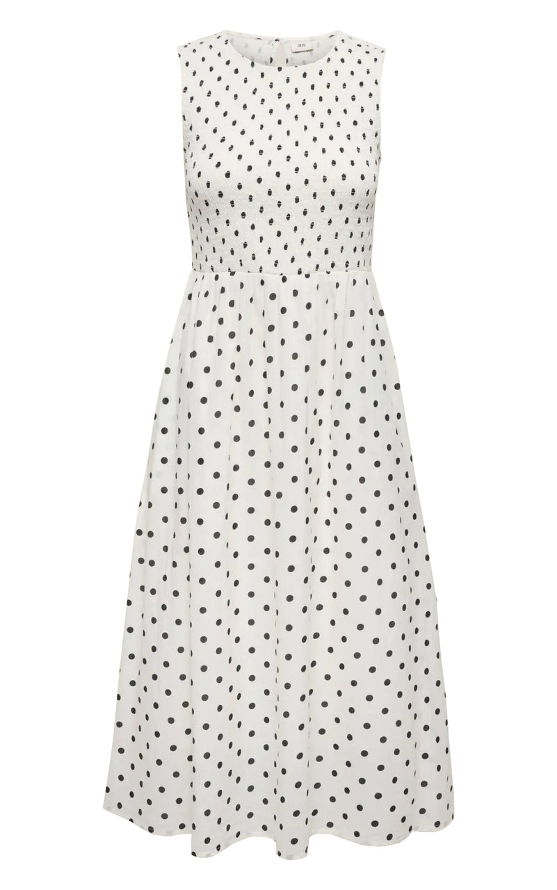 Diego Midi Dress in Cloud Dancer with Black Dot