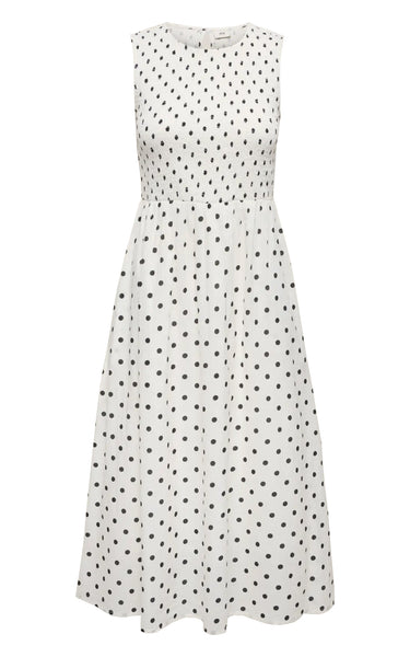 Diego Midi Dress in Cloud Dancer with Black Dot