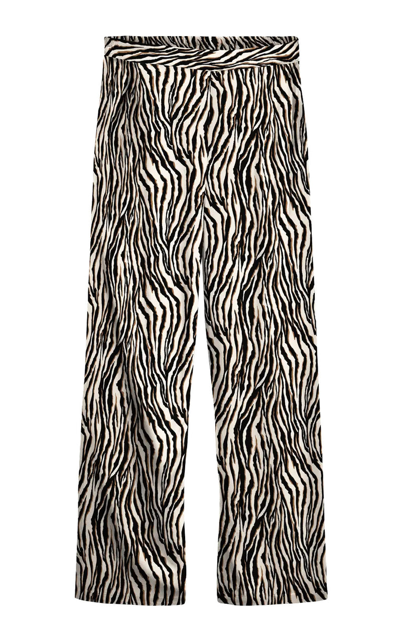 Easy Joy Hight Waist Wide Pants with Dolly All Over Print in Oatmeal