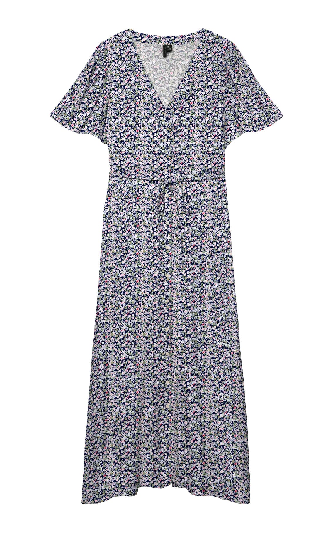Alba Short Sleeve Calf Dress with Blake All Over Print in Navy Blazer