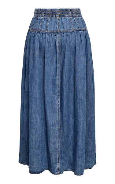 Lyra A-Line Maxi Skirt in Medium Blue Denim