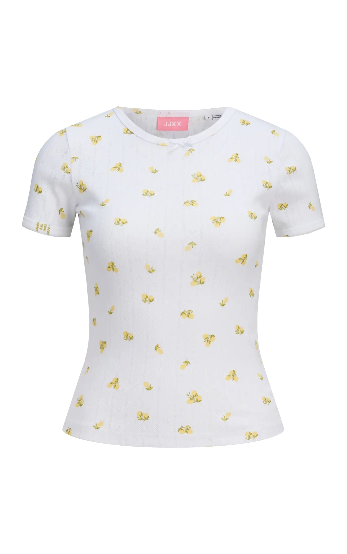 Eliza Pointelle Tee in Bright White with Lemons