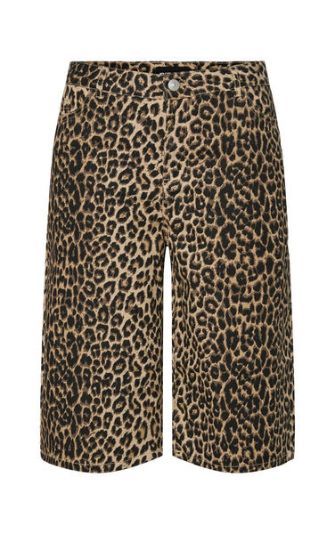 Salume Mid Waist Wide Shorts in White Pepper Leo