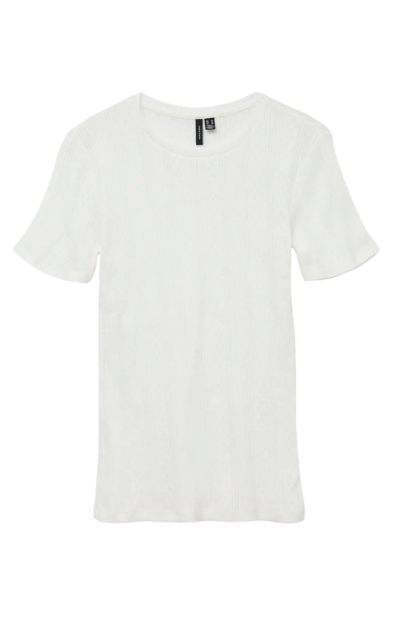 Lisa Pointelle Tee in Snow White