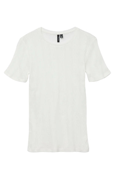Lisa Pointelle Tee in Snow White