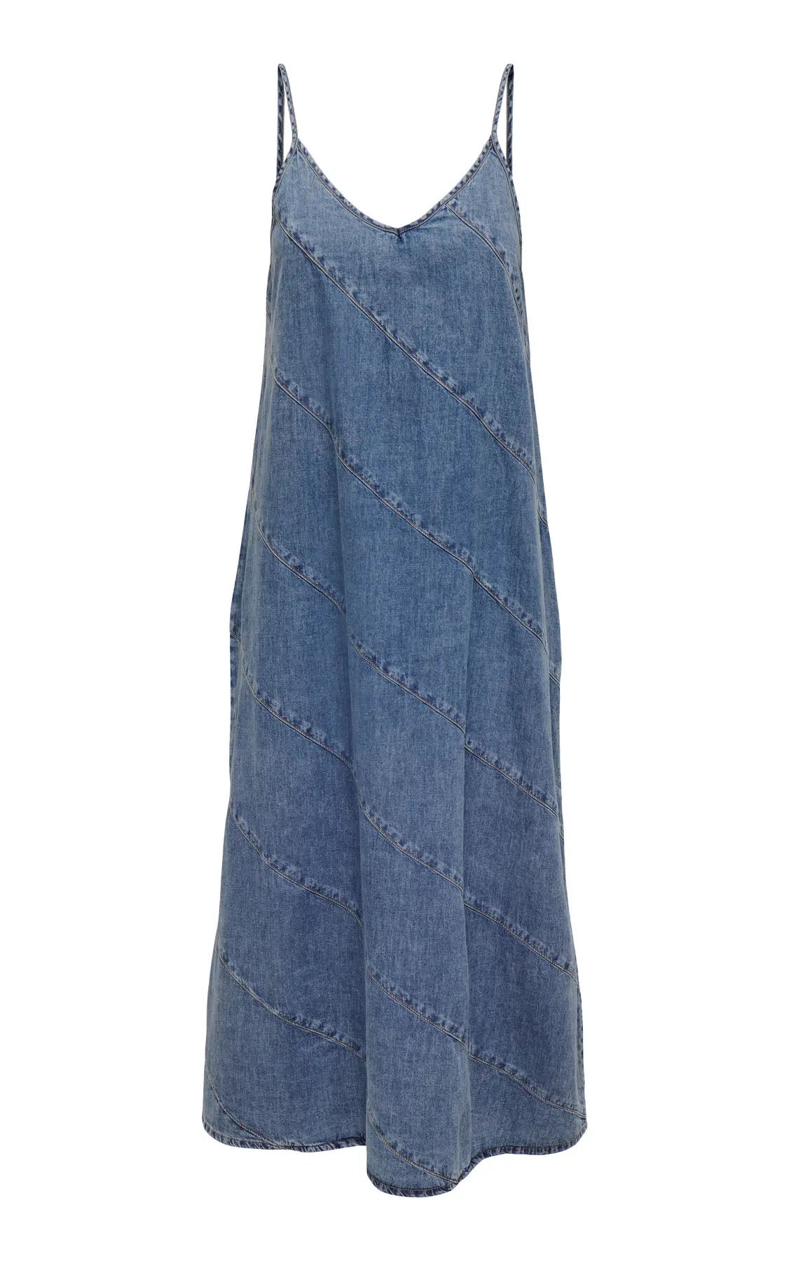 Dia Cut Denim Dress in Light Blue Denim