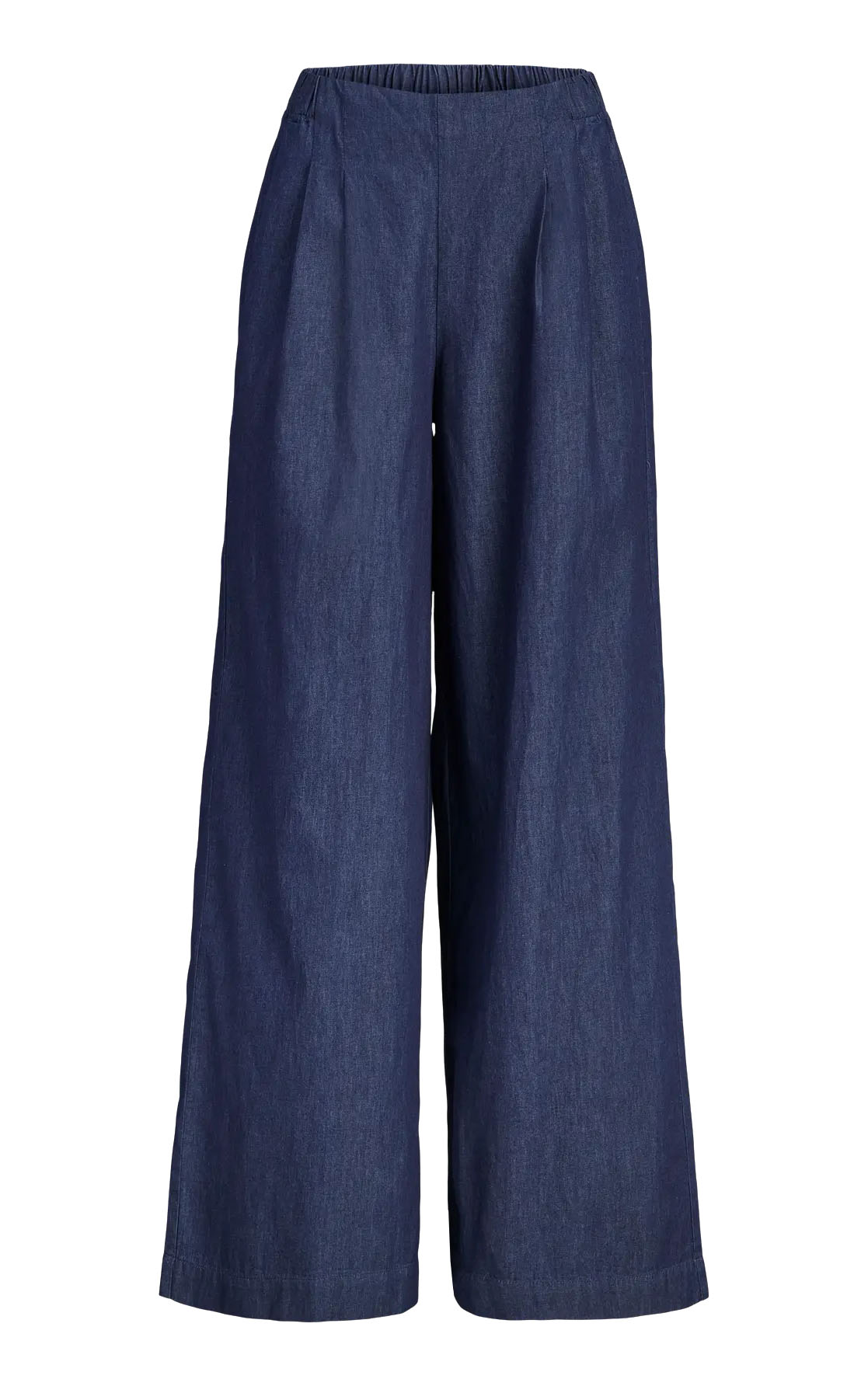 Debby High Waist Wide Pants in Dark Blue Denim Chambray