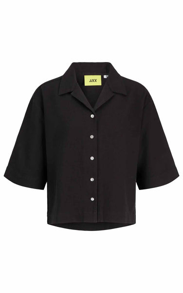 Global Waffle 3/4 Resort Shirt in Black