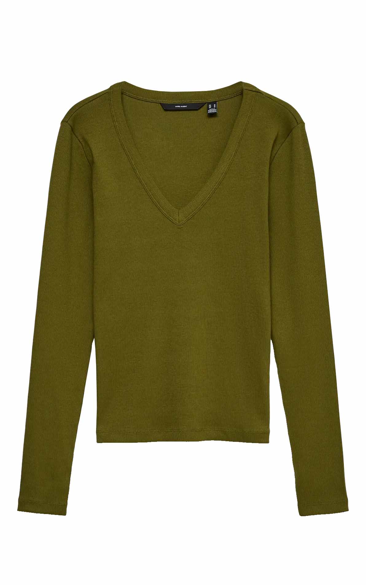 Chloe Long Sleeve V-Neck Top in Spaghnum