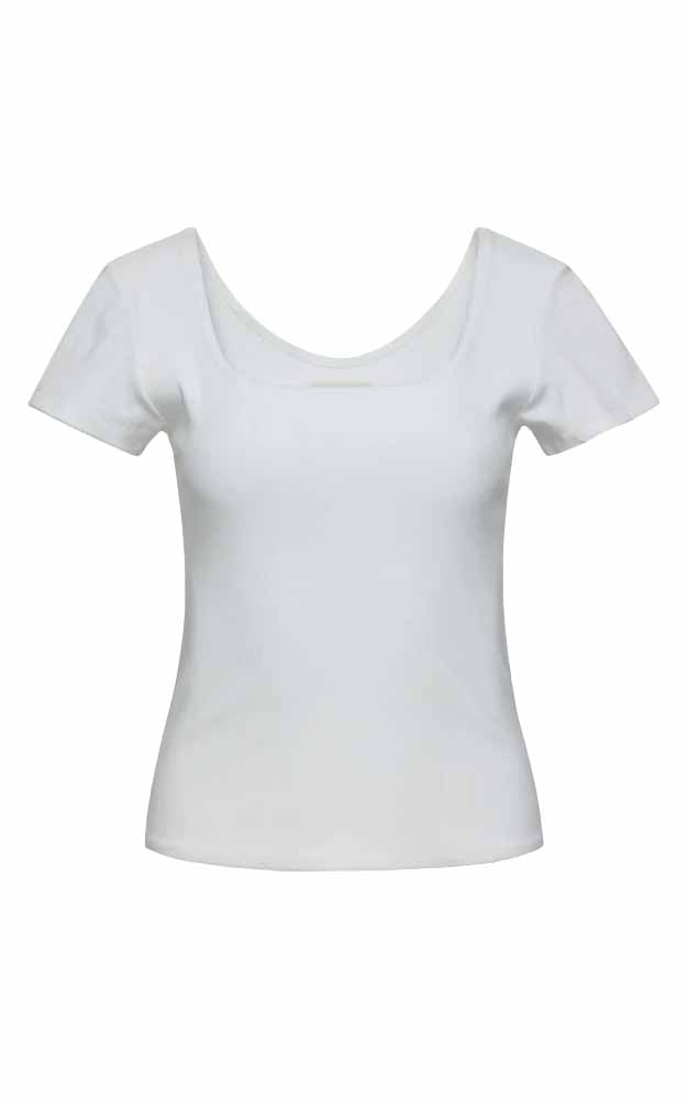 Selena Double Rib Squareneck Top in White