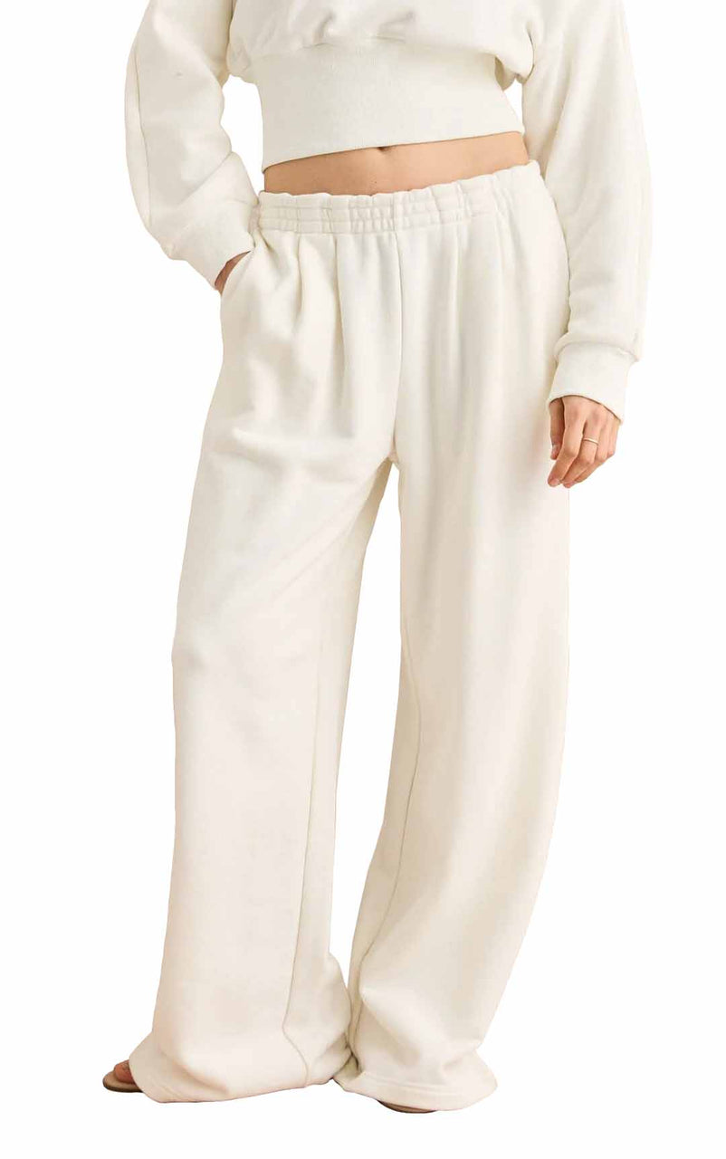 Pleated Trackpant in Coconut