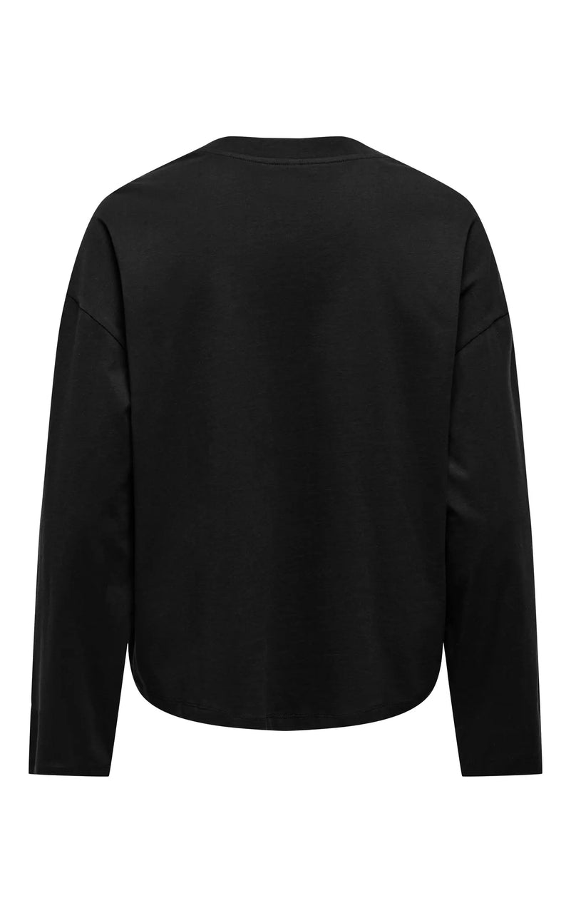 Happy Long Sleeve O-Neck in Black