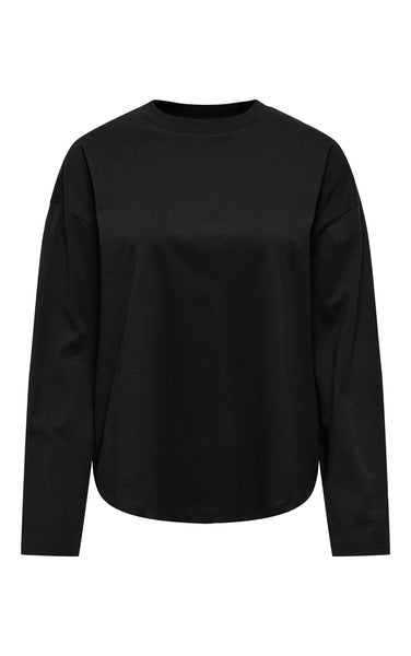 Happy Long Sleeve O-Neck in Black
