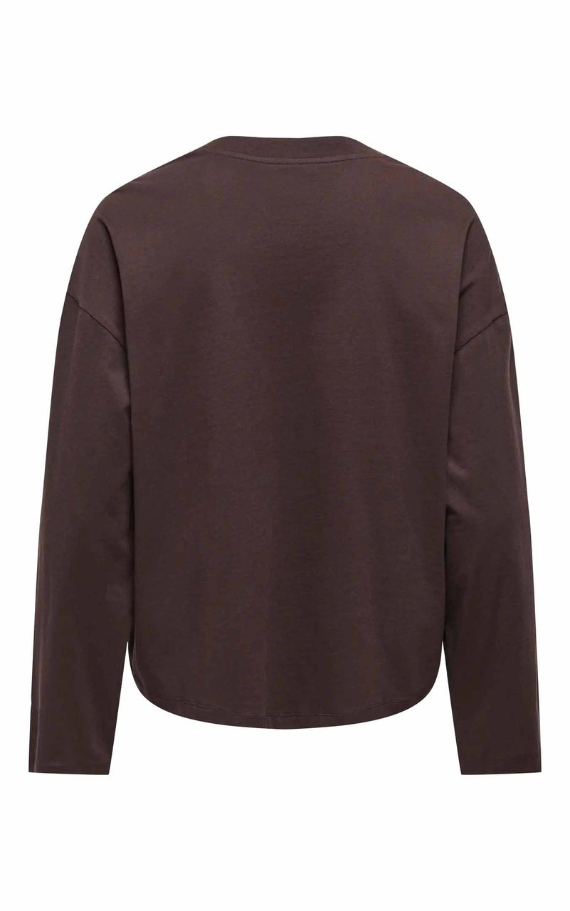 Happy Long Sleeve O-Neck in Coffee Bean