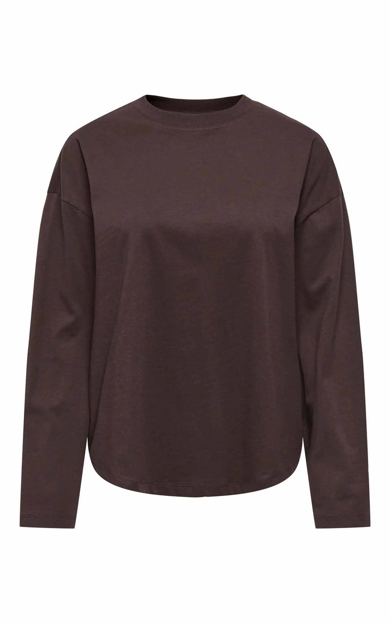 Happy Long Sleeve O-Neck in Coffee Bean