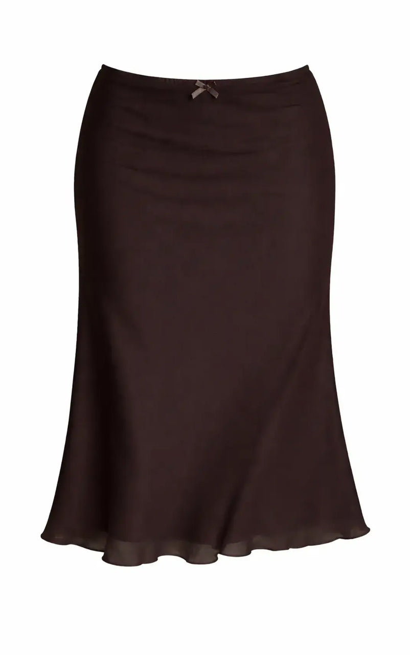 Judith Low Waist Midi Mesh Skirt in Demitasse