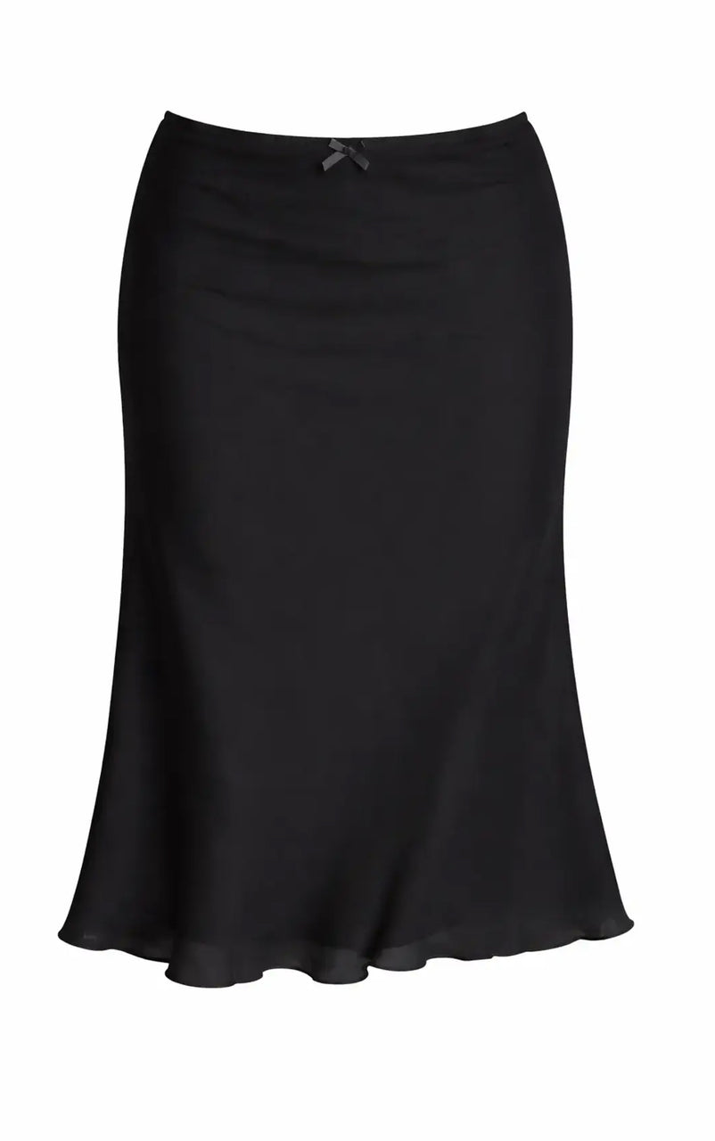 Judith Low Waist Midi Mesh Skirt in Black