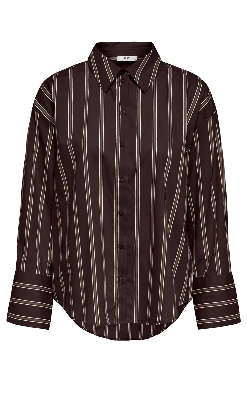 Serena Long Sleeve Shirt in Chocolate Torte with Rain Drum & Cloud Dancer