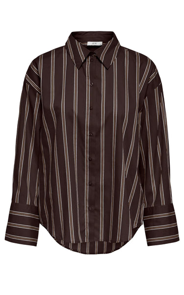 Serena Long Sleeve Shirt in Chocolate Torte with Rain Drum & Cloud Dancer
