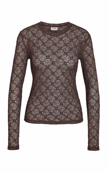 Judith Long Sleeve Lace Top in Chocolate Brown