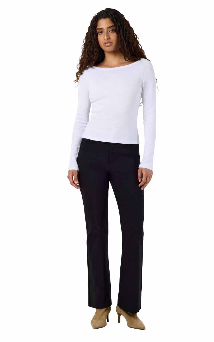 Maya Long Sleeve Boatneck Top in White