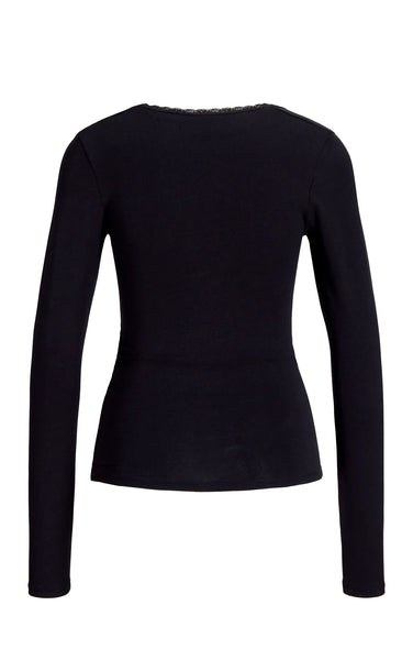 Isabella Gigi Lace Long Sleeve Top in Black
