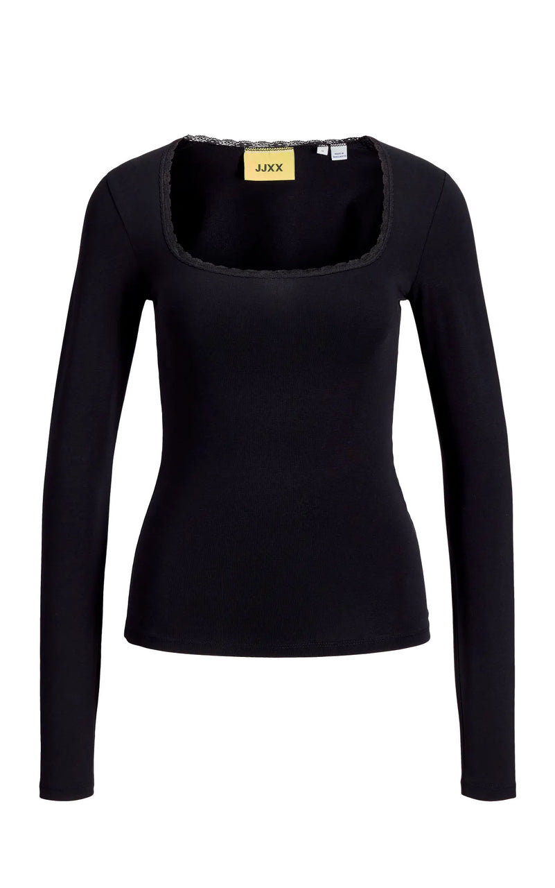 Isabella Gigi Lace Long Sleeve Top in Black