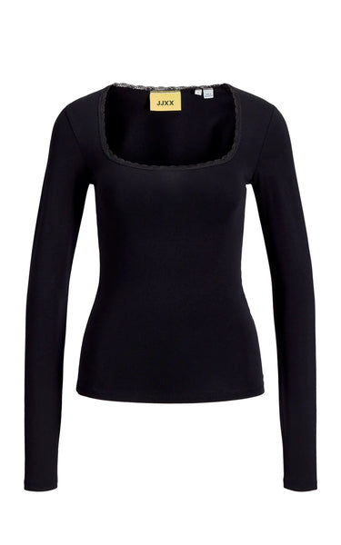 Isabella Gigi Lace Long Sleeve Top in Black