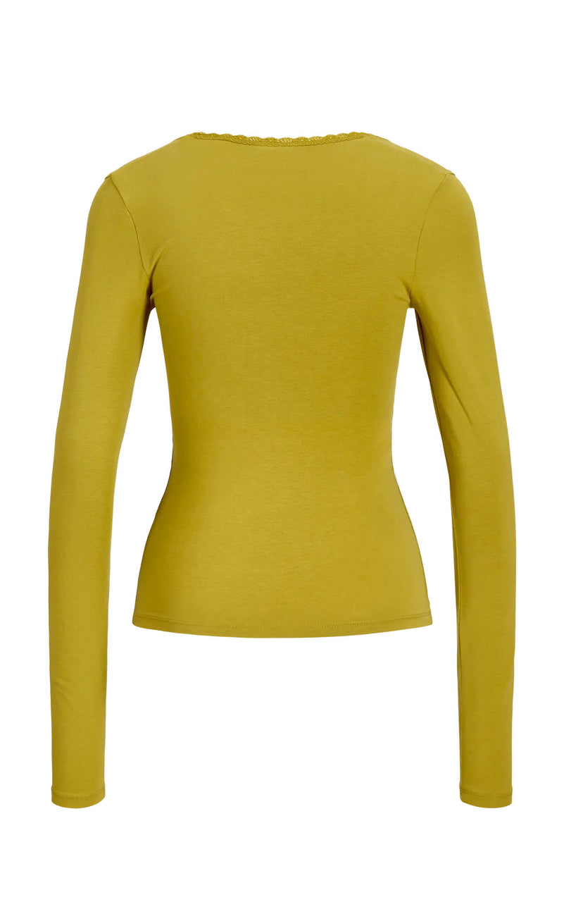 Isabella Gigi Lace Long Sleeve Top in Green Moss